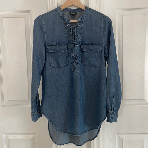 a.n.a Tops - a.n.a lace up denim shirt